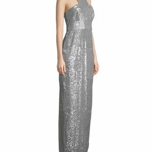 Adrianna Papell, Silver sequin dress, gown, Size US 10